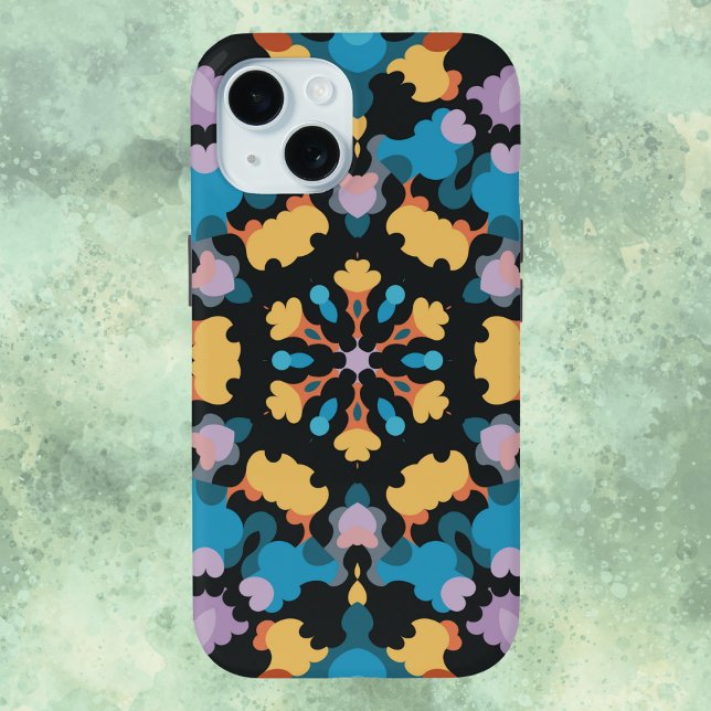 Funda De Case-Mate Para iPhone Retro Mandala amarillo azul y Naranja (Subido por el creador)