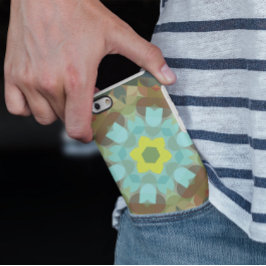 Funda Para iPhone 11 Retro Mandala Flor Amarillo Azul y Marrón