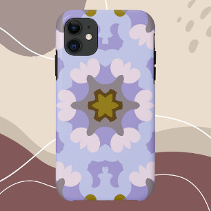 Funda Para iPhone 11 Retro Mandala Flor Amarillo Azul y Púrpura
