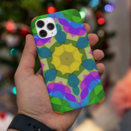 Funda Para iPhone 11 Retro Mandala Flor Amarillo Azul y Púrpura