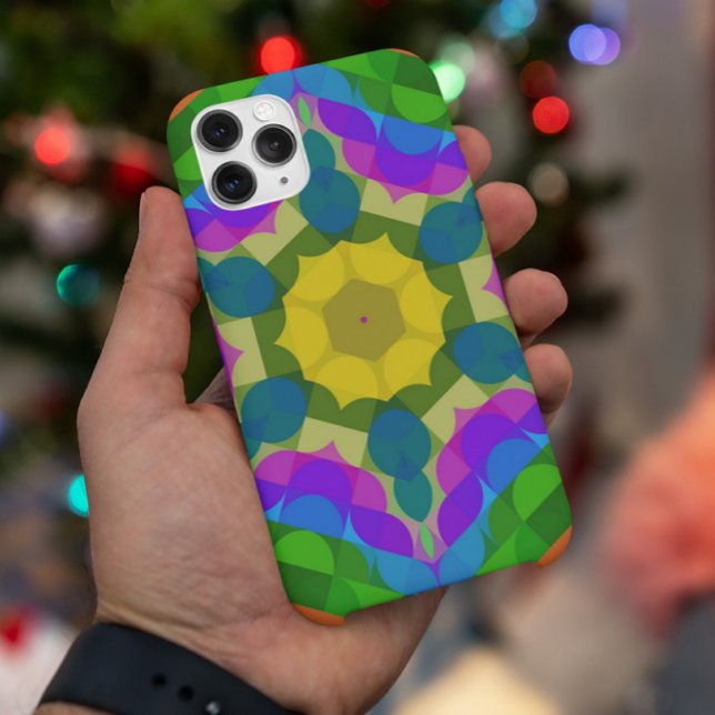 Funda De Case-Mate Para iPhone Retro Mandala Flor Amarillo Azul y Púrpura (Subido por el creador)