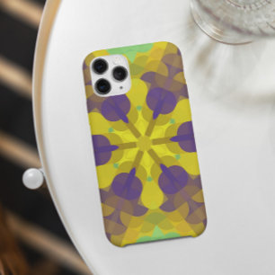 Funda Para iPhone 11 Retro Mandala Flor amarillo morado y verde