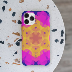 Funda Para iPhone 11 Retro Mandala Flor Amarillo rosa y azul