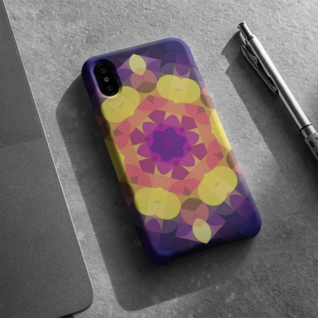 Funda De Case-Mate Para iPhone Retro Mandala Flor Amarillo rosa y Púrpura (Subido por el creador)