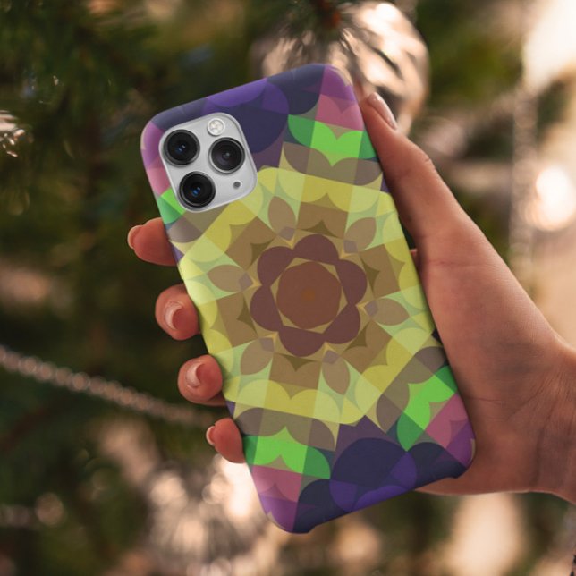 Funda De Case-Mate Para iPhone Retro Mandala Flor Amarillo Verde y Azul (Subido por el creador)