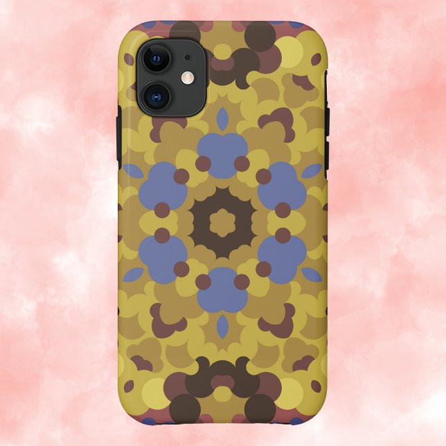Funda De Case-Mate Para iPhone Retro Mandala Flor Amarillo y Azul (Subido por el creador)