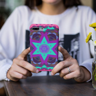 Funda Para iPhone 11 Retro Mandala Flor azul morado y rosa