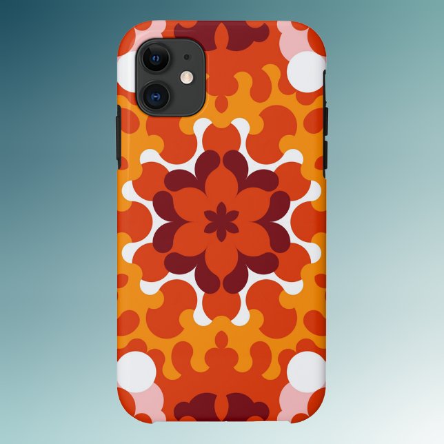 Funda De Case-Mate Para iPhone Retro Mandala Flor Naranja blanco y amarillo (Subido por el creador)
