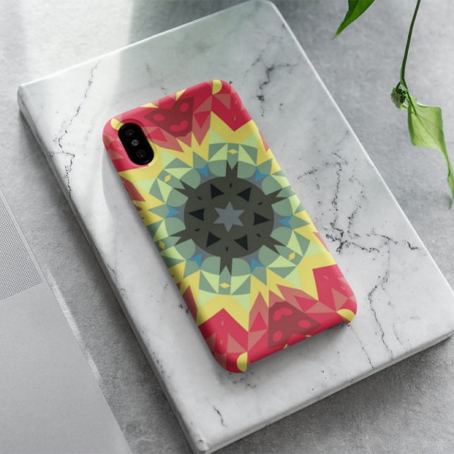 Funda De Case-Mate Para iPhone Retro Mandala Flor Rojo y Amarillo (Subido por el creador)