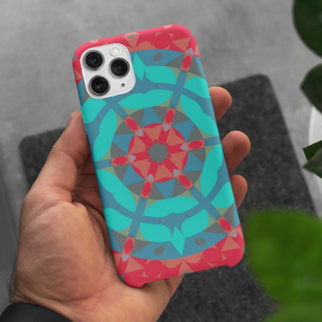 Funda De Case-Mate Para iPhone Retro Mandala Flor Rojo y Azul (Subido por el creador)