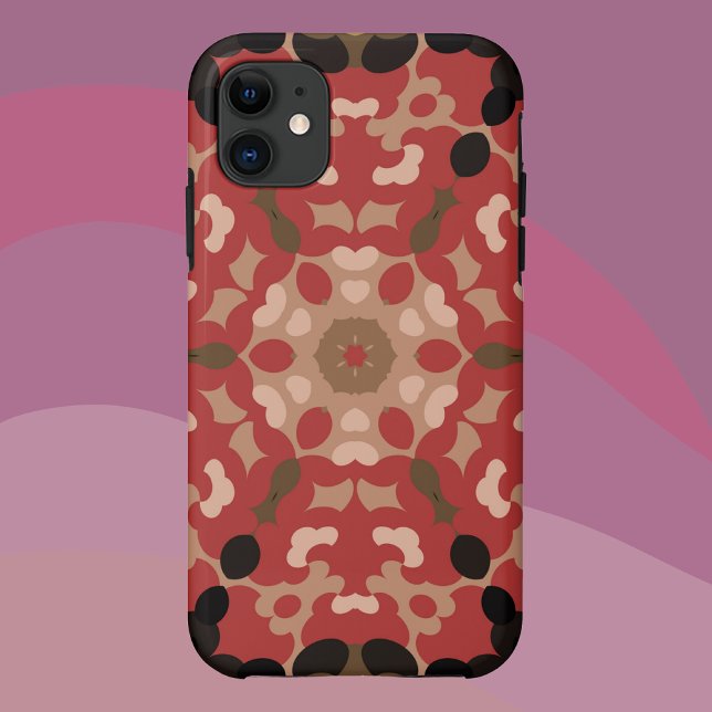 Funda De Case-Mate Para iPhone Retro Mandala Flor Rojo y Marrón (Subido por el creador)