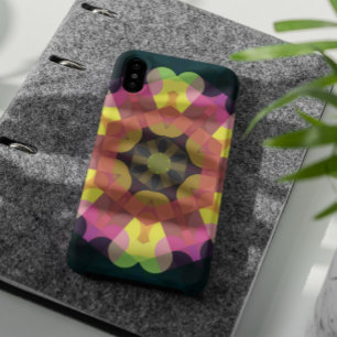 Funda Para iPhone 11 Retro Mandala Flor rosa amarillo y verde