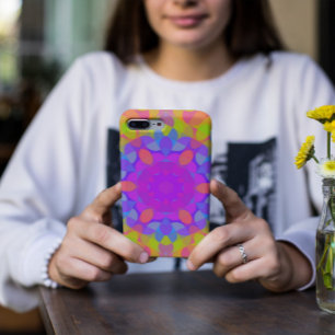 Funda Para iPhone 11 Retro Mandala Flor Rosa Verde y Azul