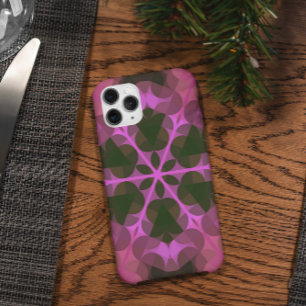 Funda Para iPhone 11 Retro Mandala Flor rosa y verde