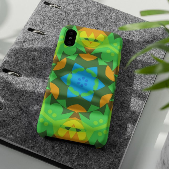 Funda De Case-Mate Para iPhone Retro Mandala Flor Verde Amarillo y Azul (Subido por el creador)