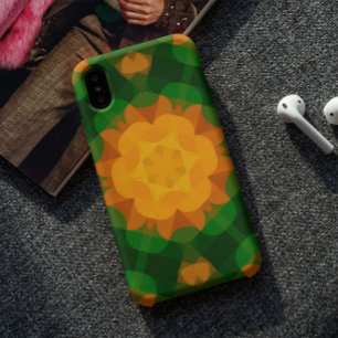 Funda Para iPhone 11 Retro Mandala Flor Verde y Naranja