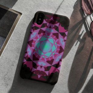 Funda Para iPhone 11 Retro Mandala Flower Blue Purple and Black