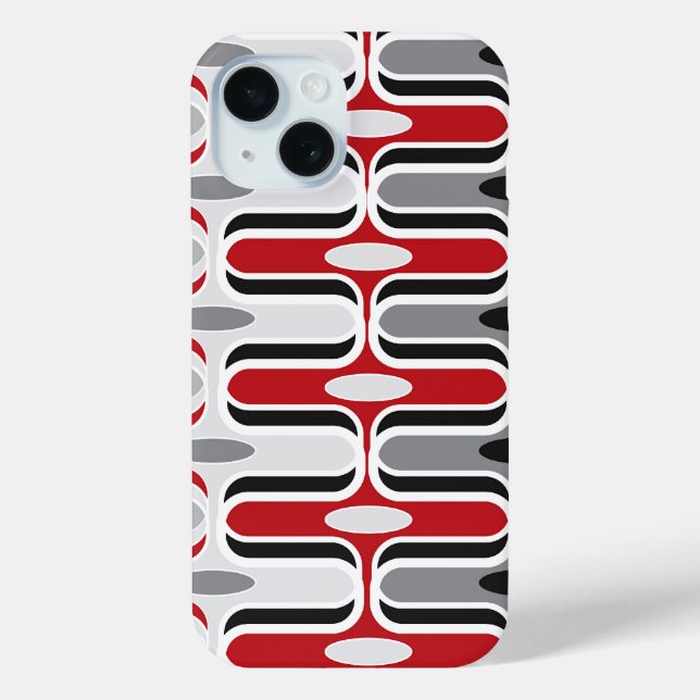 Funda De Case-Mate Para iPhone Retro Mod Zig Zag Pattern Red Black Art (Reverso )