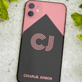 Funda Para iPhone 11 Retro negro y rosa monogramado