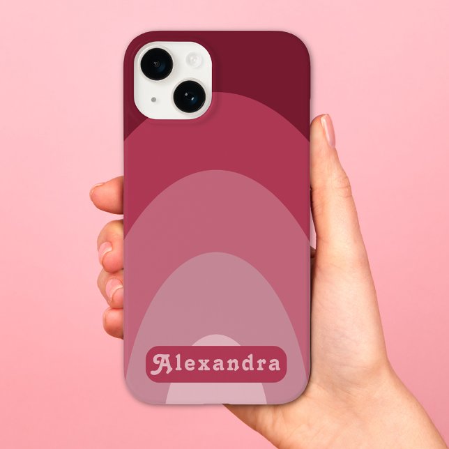 Funda De Case-Mate Para iPhone Retro Nombre de arco simple Rosa (Retro arch groovy typography pink custom iPhone case)