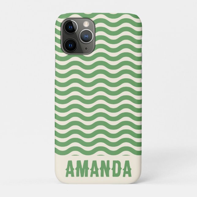 Funda De Case-Mate Para iPhone Retro Personalizado Resumen Líneas de onda ondulad (Reverso)