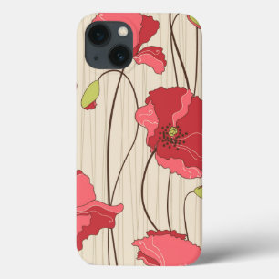 Funda Para iPhone 13 Retro Poppies Pattern