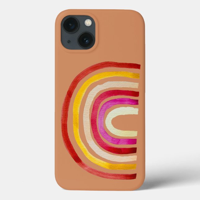 Funda De Case-Mate Para iPhone Retro Rainbow lindo acuarela (Reverso)