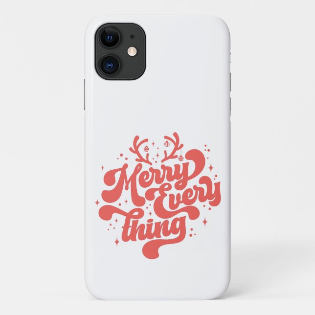 Funda De Case-Mate Para iPhone Retro Red White Feliz todo Feliz Navidad (Reverso)