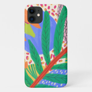 Funda Para iPhone 11 Retro Resumen patrón de hojas de boho