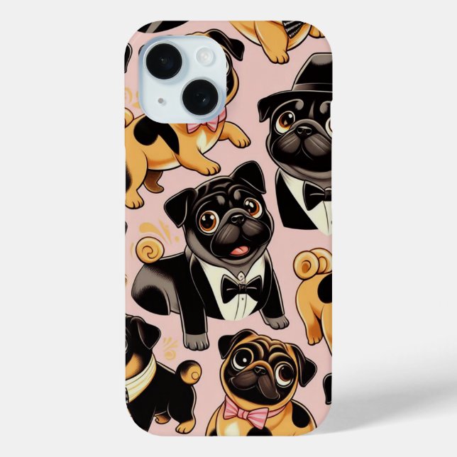 Funda De Case-Mate Para iPhone Retro Seamless Cum Pug (Reverso )