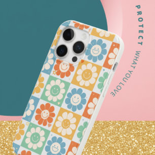 Funda Para iPhone 15 Pro Max Retro Smiley Daisy Flores Patrón colorido iPhone