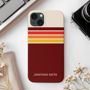 Funda Para iPhone 13 Retro Striped Pattern 70's 80's, Red Color