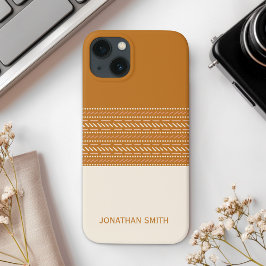 Funda Para iPhone 13 Retro Striped Pattern 70's Brown Color
