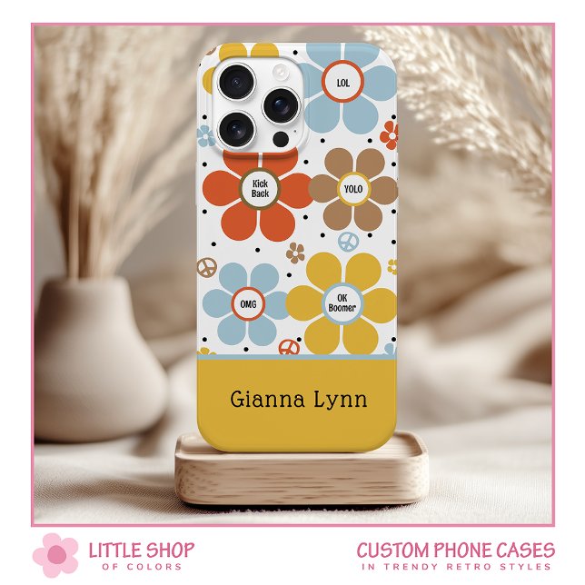 Funda De Case-Mate Para iPhone Retro-Style Flower Power Monogrammed (Subido por el creador)