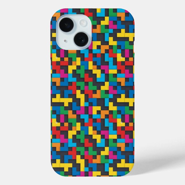 Funda De Case-Mate Para iPhone Retro Tetris Blocks Seamless Pattern (Reverso )