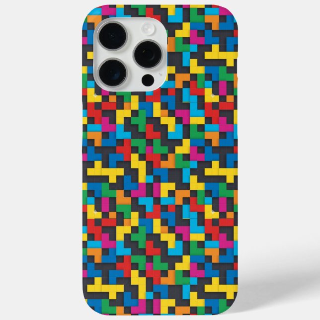Funda De Case-Mate Para iPhone Retro Tetris Blocks Seamless Pattern (Reverso )