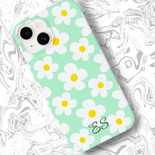 Funda Para iPhone 14 De Case-Mate Retro verde menta suave daisida sobre floral girat