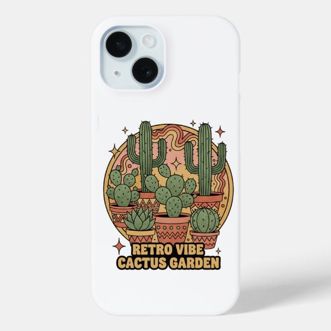 Funda De Case-Mate Para iPhone Retro Vibe Cactus Garden (Reverso )