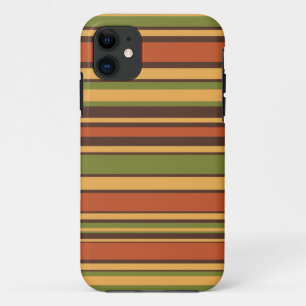 Funda Para iPhone 11 Retro Vintage 70s Stripes Brown Aguacate Mustard