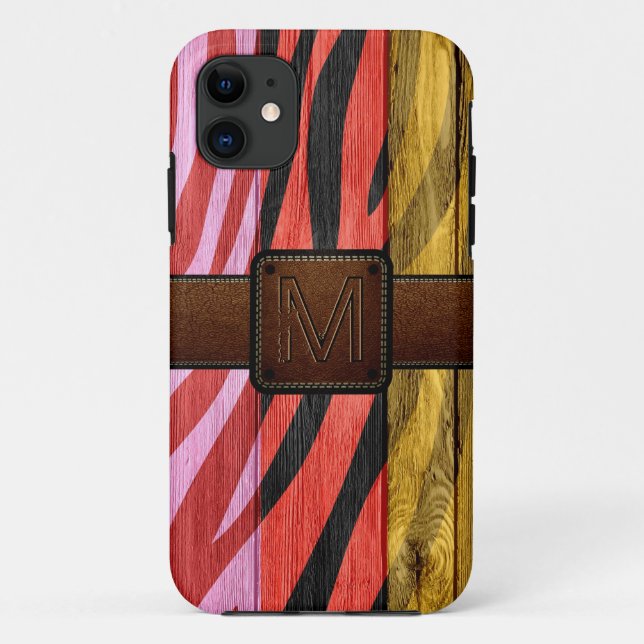 Funda De Case-Mate Para iPhone Retro Wood Brown Leather Look (Reverso)