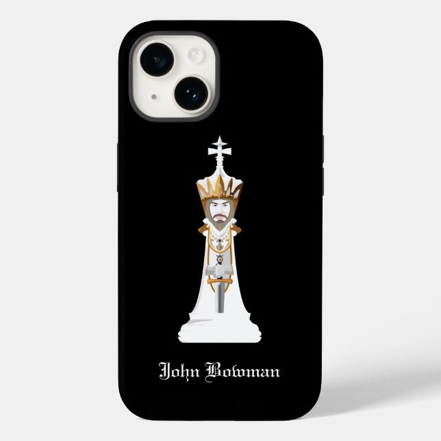 Funda De Case-Mate Para iPhone Rey de ajedrez blanco / Nombre personalizado (Reverso )