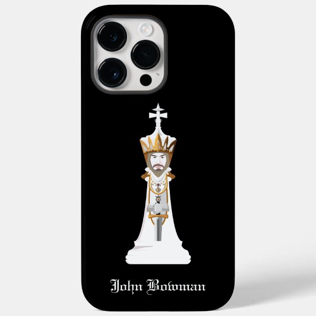 Funda De Case-Mate Para iPhone Rey de ajedrez blanco / Nombre personalizado (Reverso )