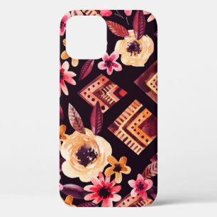Funda Para iPhone 12 Rhombus acuarela: patrón geométrico floral.
