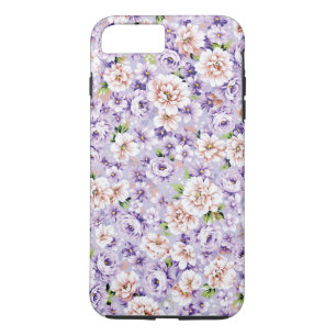 Funda Para iPhone 8 Plus/7 Plus Ricos patrones florales con flores moradas y rosas