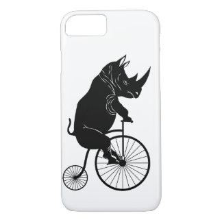 Funda Para iPhone 8/7 Rinoceronte que monta una bici vieja de la moda