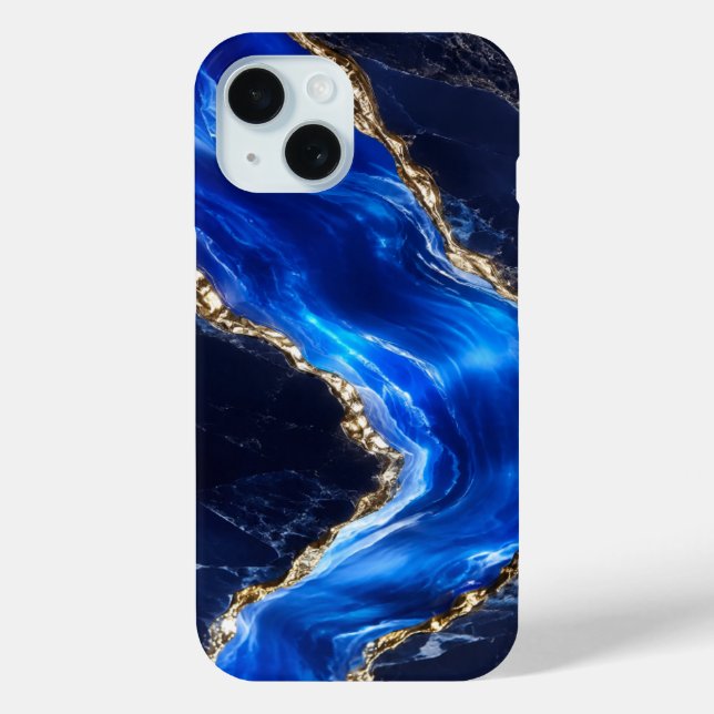 Funda De Case-Mate Para iPhone Río de mármol de zafiro de lujo (Reverso )