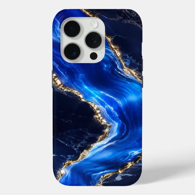 Funda De Case-Mate Para iPhone Río de mármol de zafiro de lujo (Reverso )