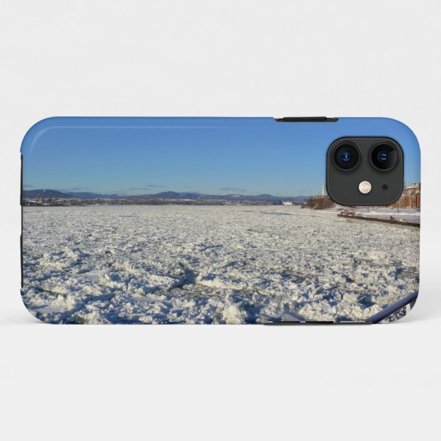 Funda De Case-Mate Para iPhone Río San Lorenzo en invierno, Quebec, Canadá (Reverso (horizontal))