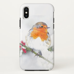 Funda Para iPhone X Robin Bird Winter Holly Berries