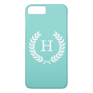 Funda Para iPhone 8 Plus/7 Plus Robin Egg Wheat Laurel Wreath Monograma inicial